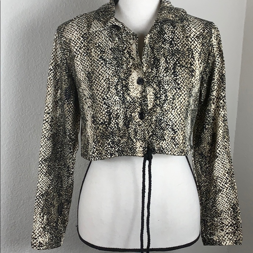 Arabella snakeskin printed long sleeve crop top